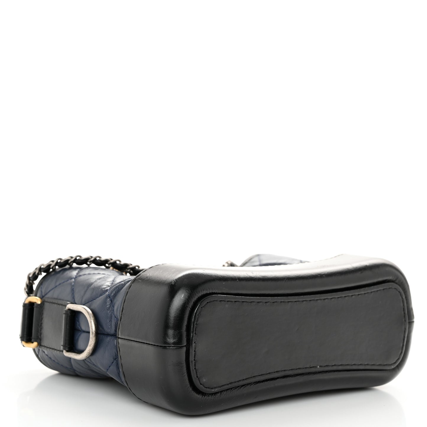 Aged Calfskin Quilted Small Gabrielle Hobo Navy Black