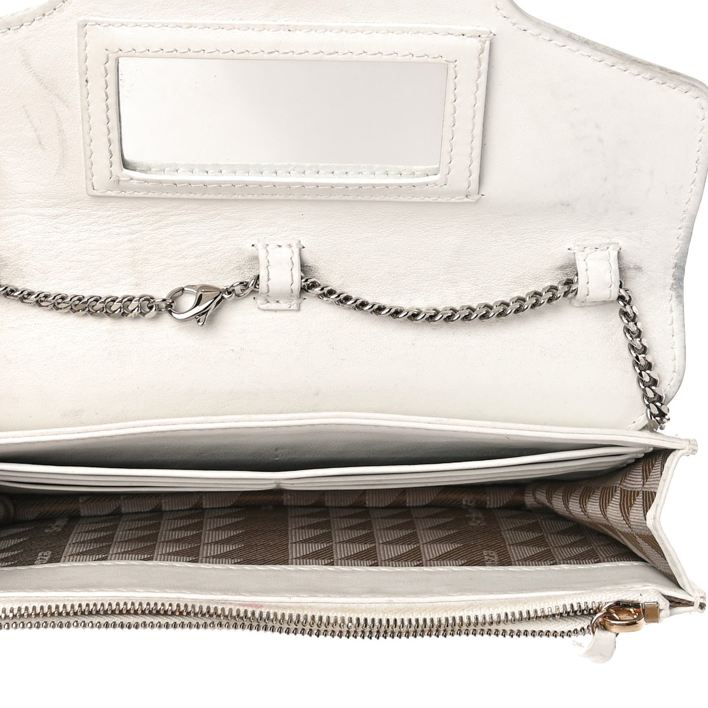 Lambskin PS11 Chain Wallet White