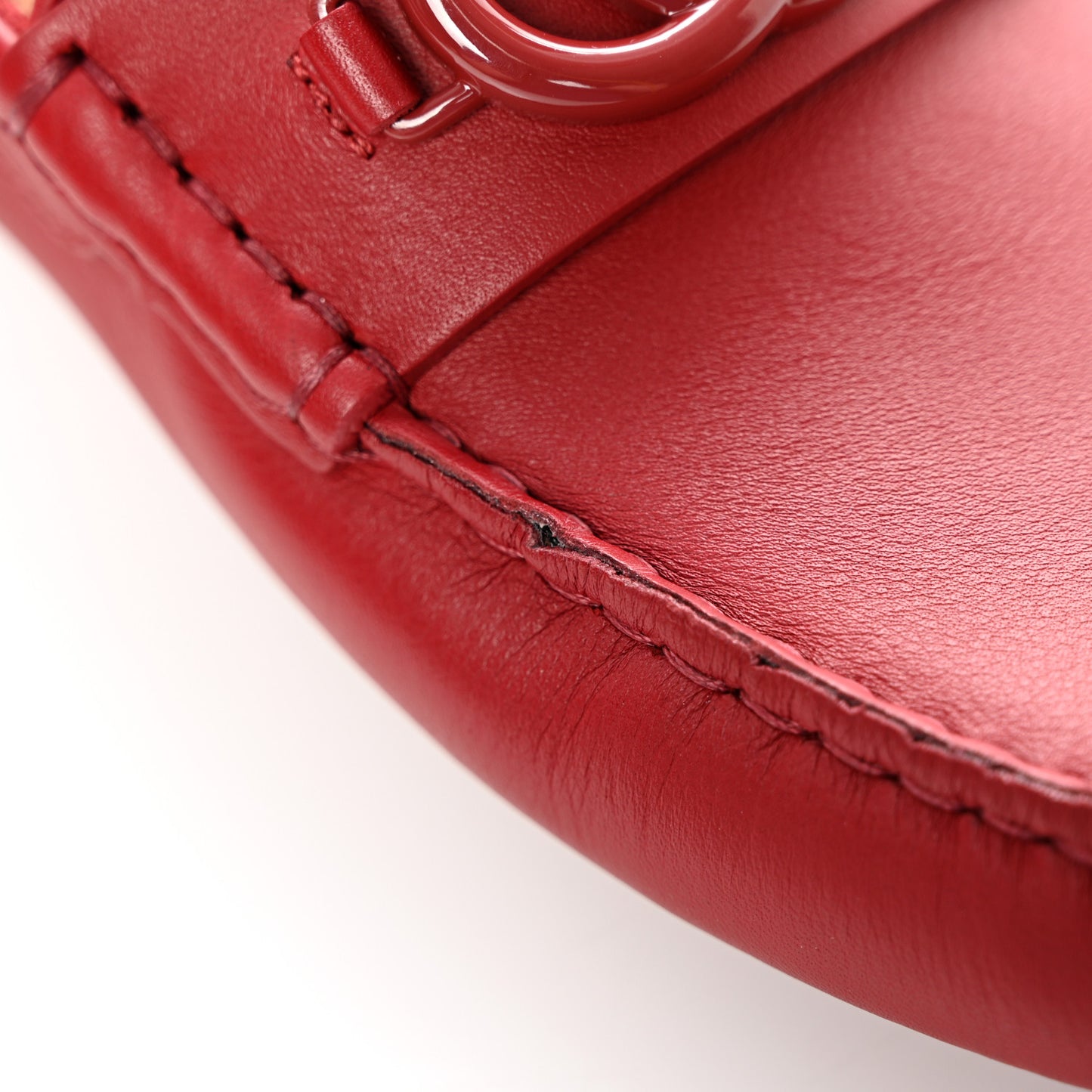 Soft Clove Calfskin Monochrome Mens Interlocking G Driver Loafers 8 Red