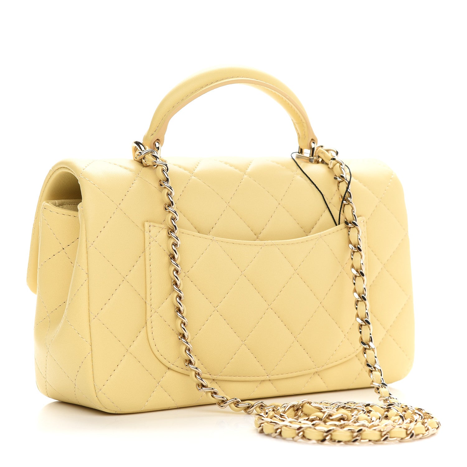 Chanel Lambskin Quilted Mini Top Handle Rectangular Flap Yellow 2 of 8