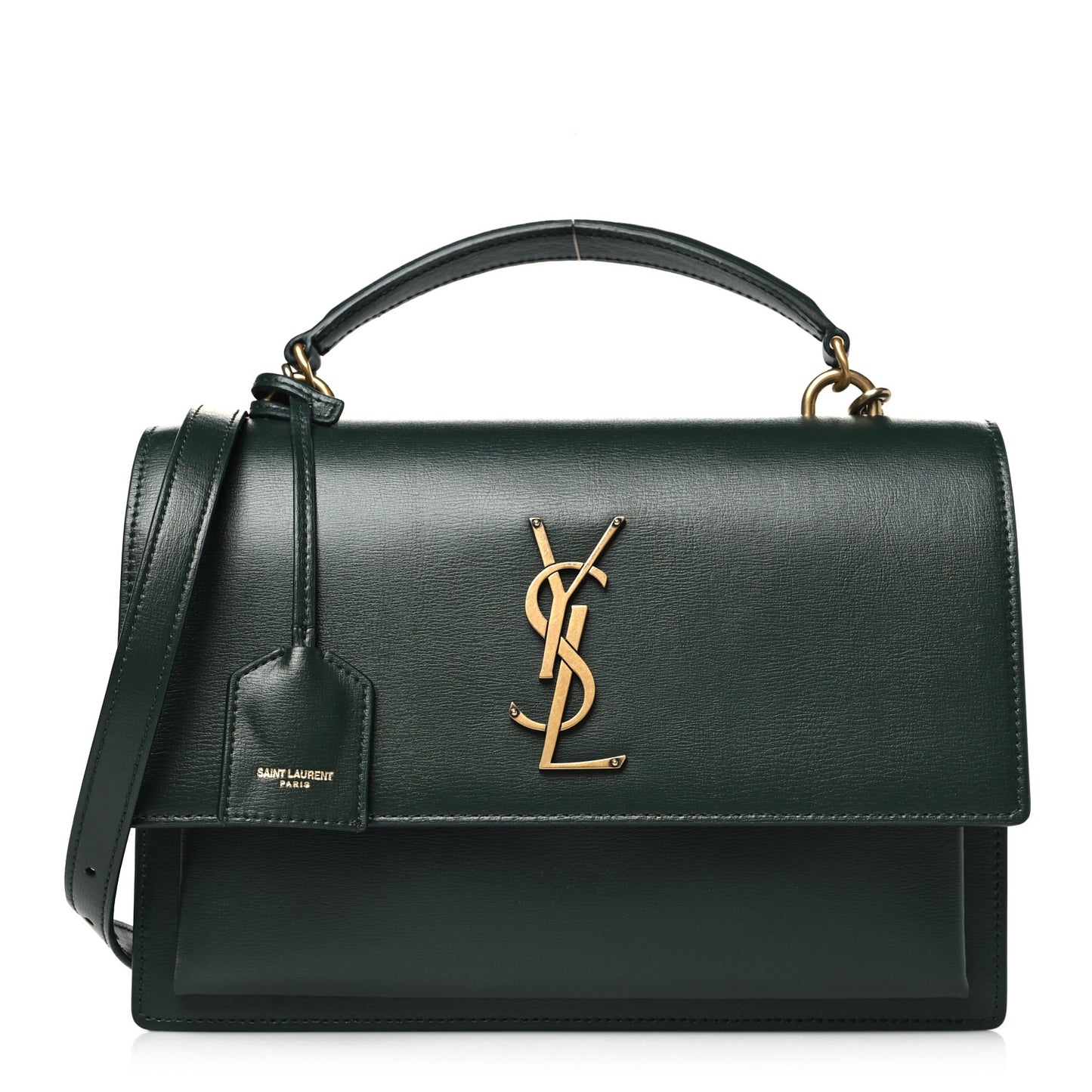 Smooth Calfskin Medium Monogram Sunset Satchel Dark Green