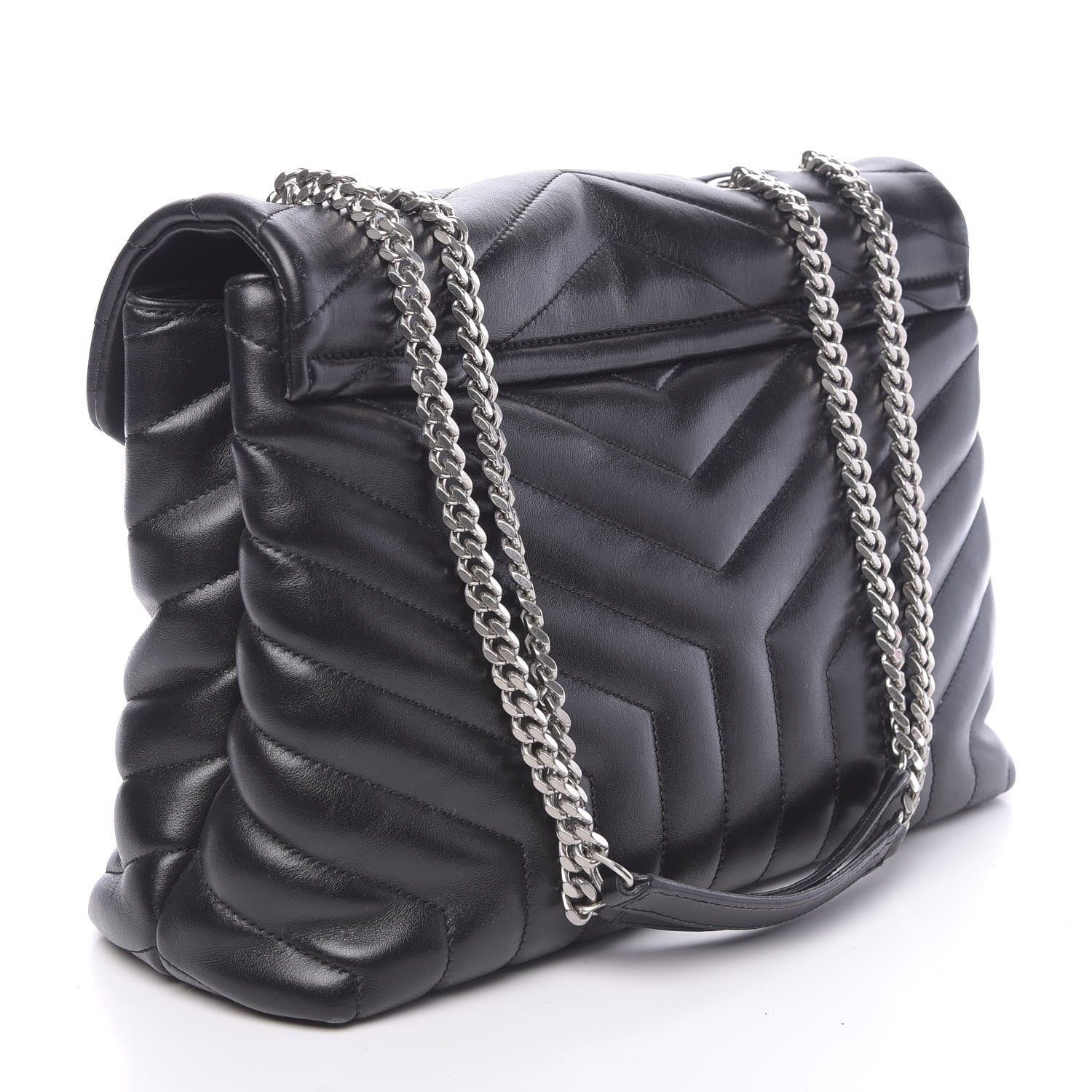 Saint Laurent Calfskin Y Quilted Monogram Medium Loulou Chain Satchel Black 3 of 12