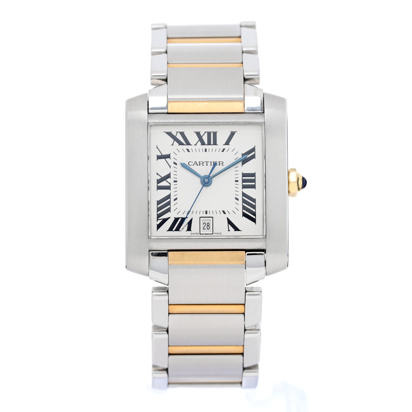 Stainless Steel 18K Yellow Gold 28mm Tank Francaise Automatic Watch