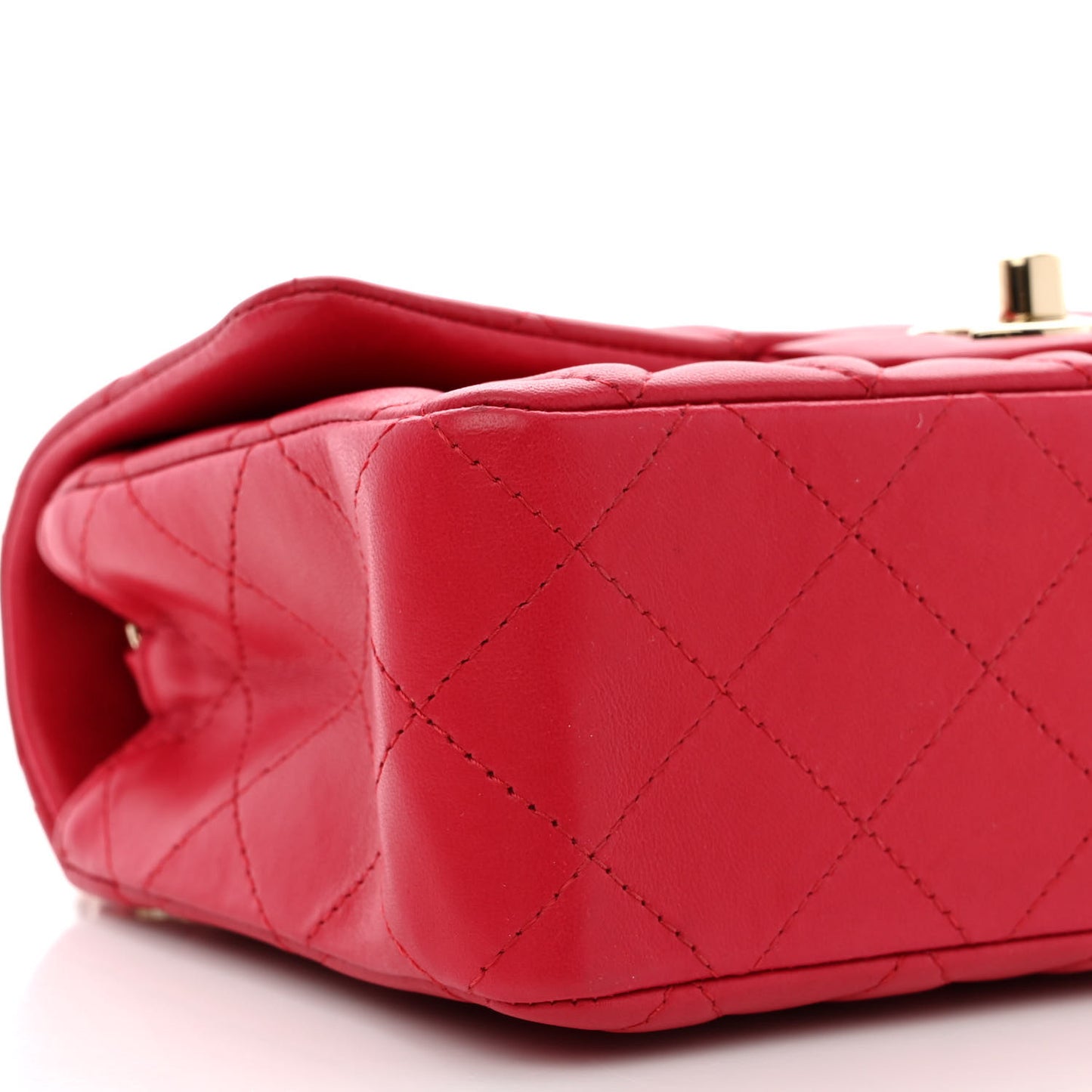 Lambskin Quilted Mini Rectangular Flap Red
