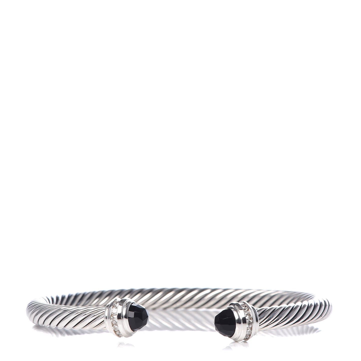 Sterling Silver Diamond Black Onyx 5mm Cable Classics Princess Bracelet