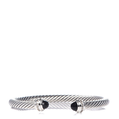 David Yurman Sterling Silver Diamond Black Onyx 5mm Cable Classics Princess Bracelet 1 of 5