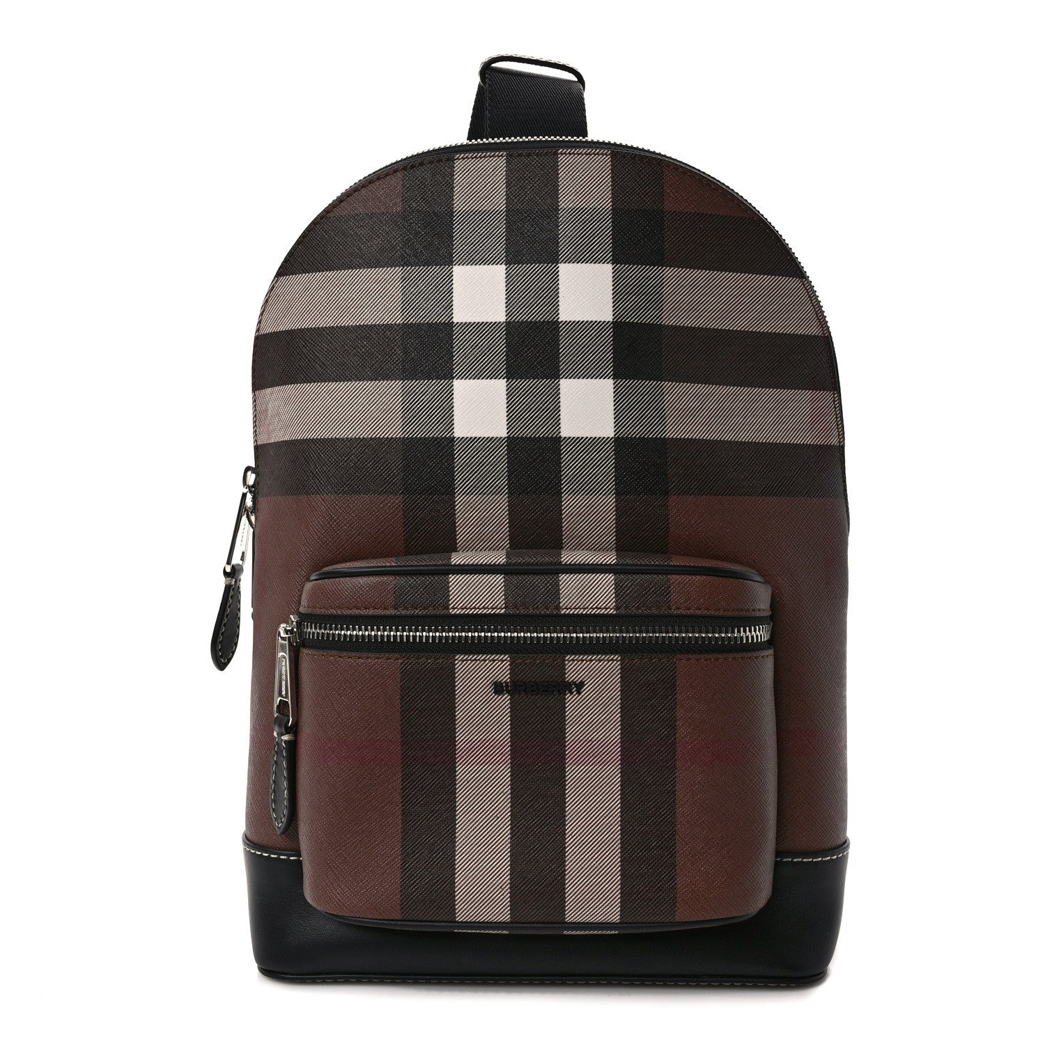 Burberry E-Canvas Check Sling Backpack Dark Birch Brown 1 of 8