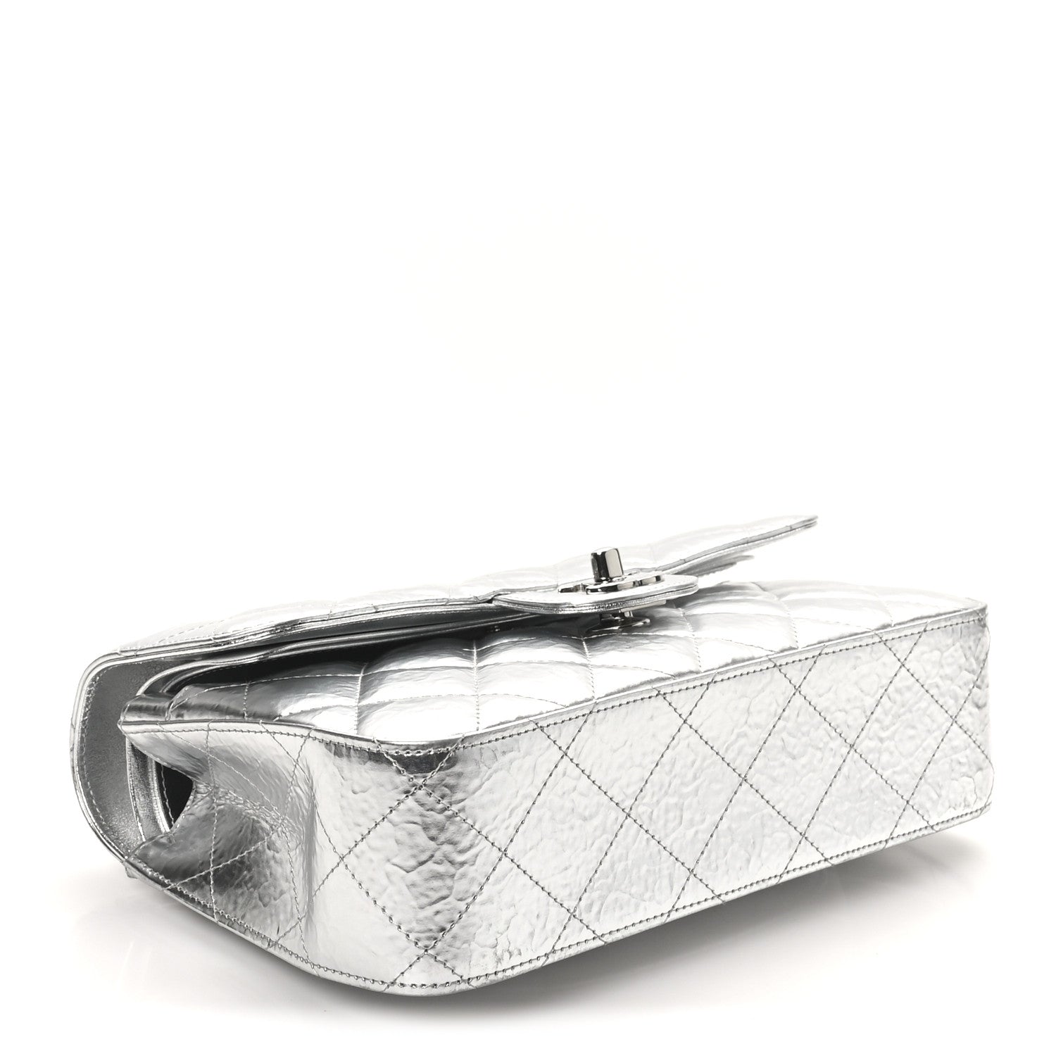 Chanel Hammered Metallic Calfskin Quilted Small Double Flap Silver 4 of 11
