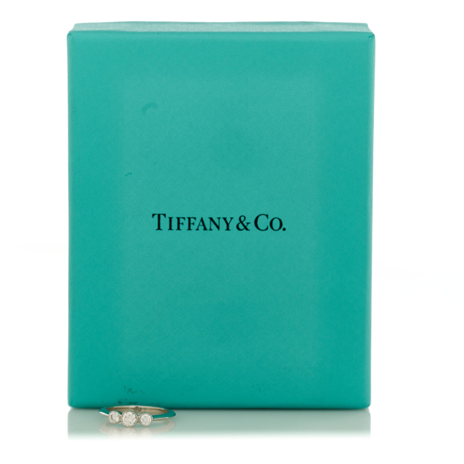 Tiffany Platinum Diamond Three Stone Milgrain Ring 49 5 5 of 5