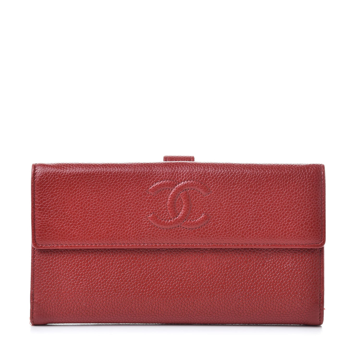 Caviar CC Long Flap French Wallet Red