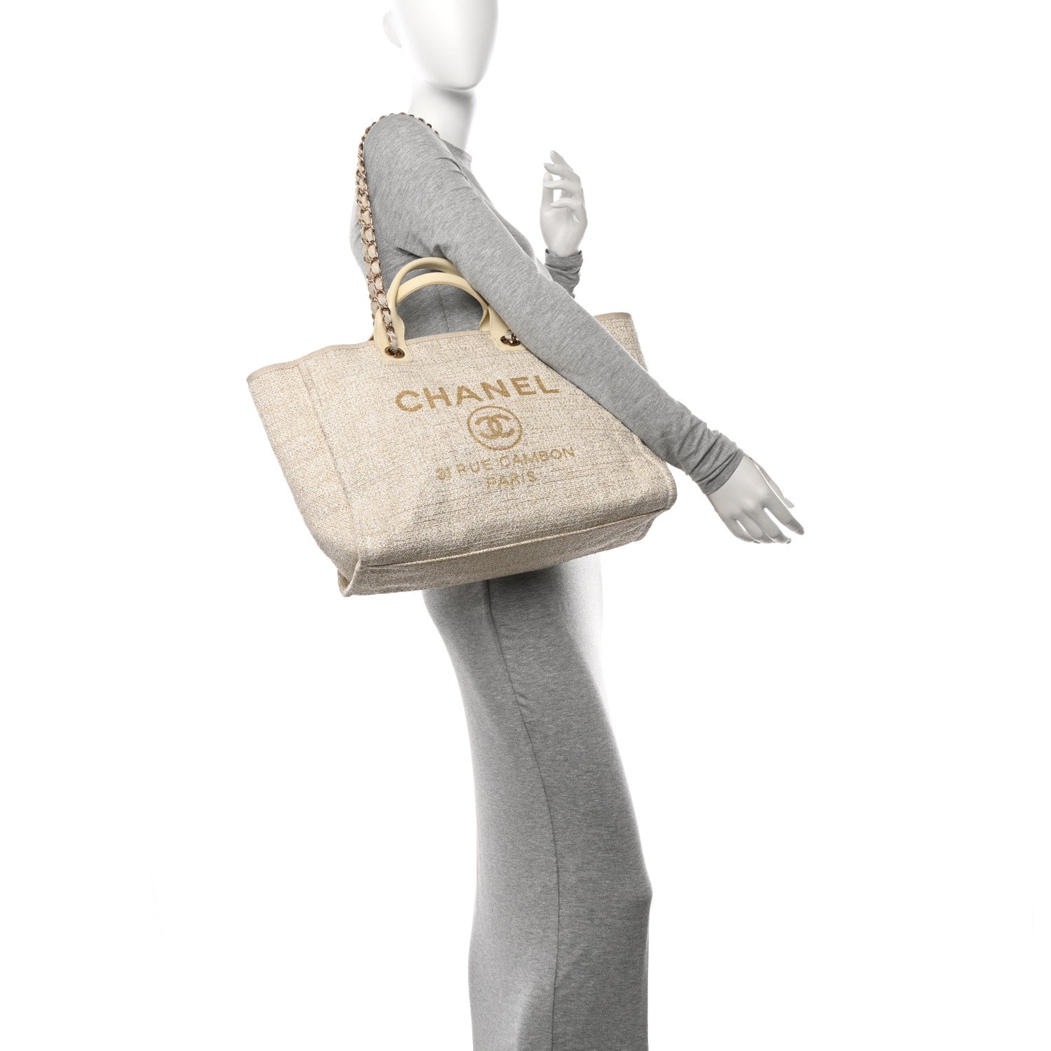 Chanel Lurex Boucle Medium Deauville Tote White 2 of 16