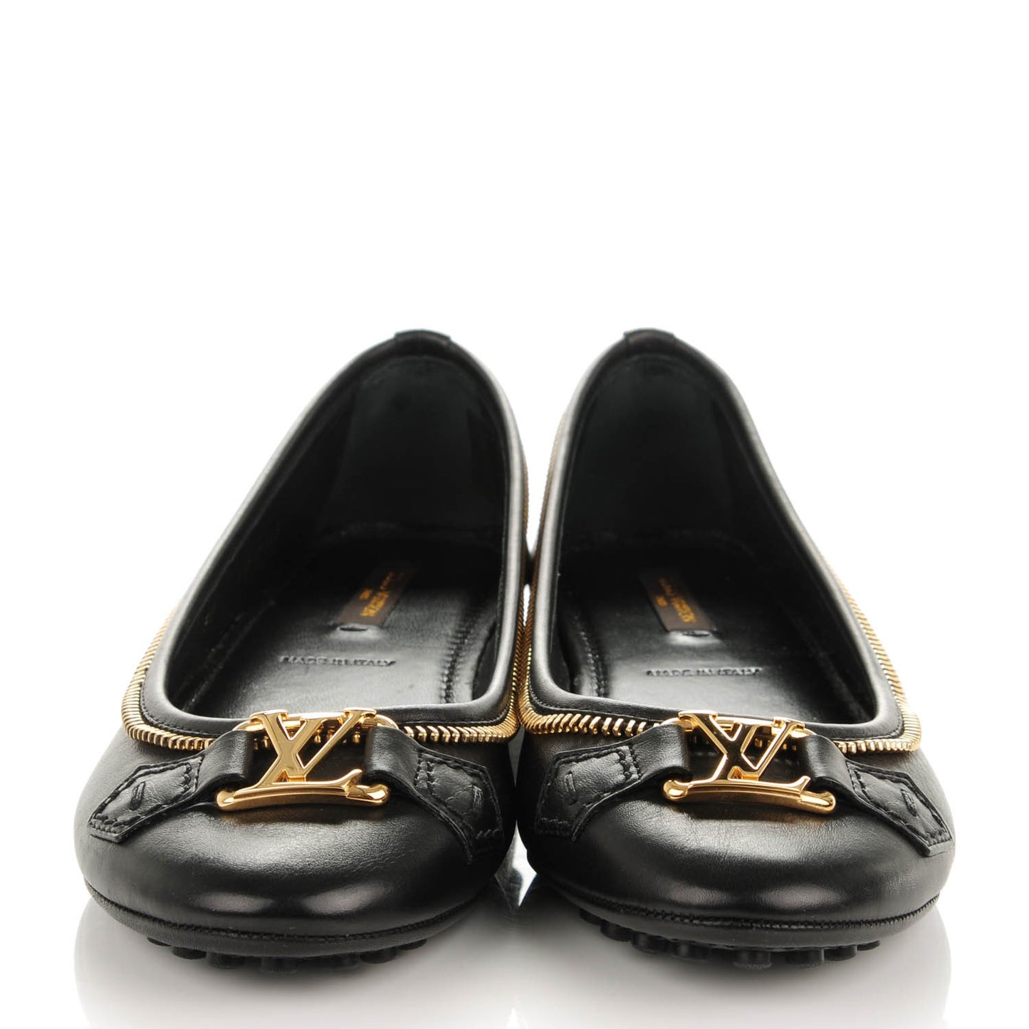 Calf Zip Oxford Ballerina Flats 37 Black