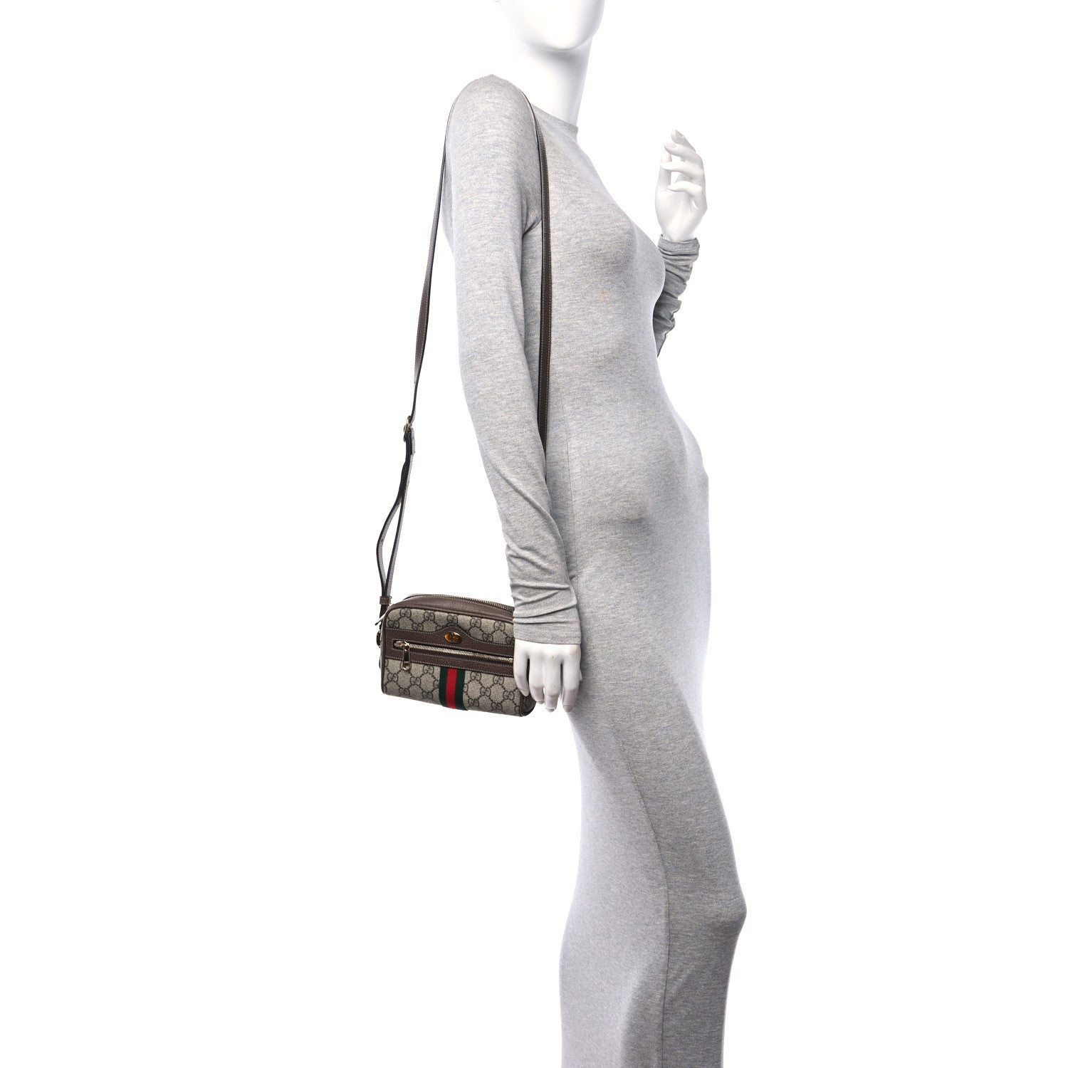 Gucci GG Supreme Monogram Web Mini Ophidia Shoulder Bag Brown 2 of 10