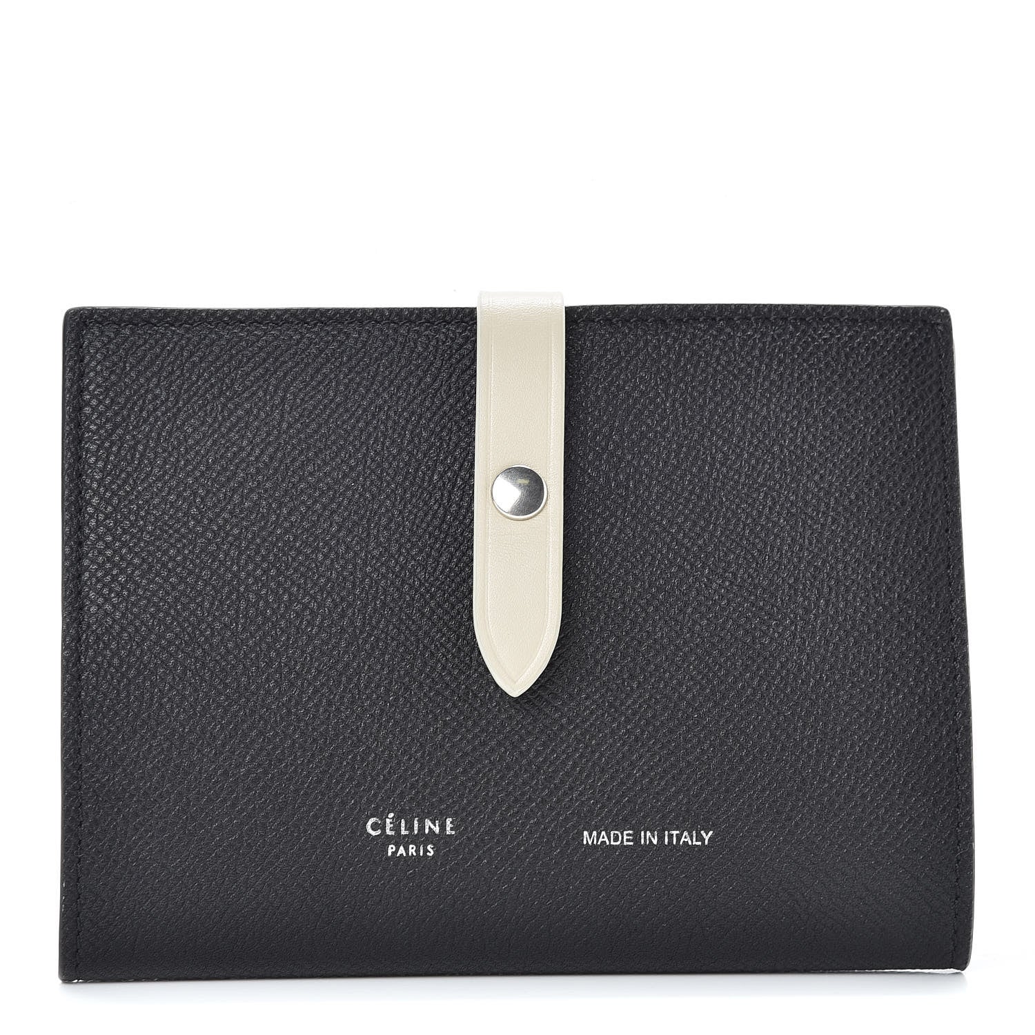 Celine Grained Calfskin Strap Passport Cover Black Chalk 1 of 9