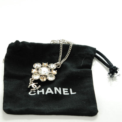 Chanel Crystal CC Pendant Necklace Silver 5 of 5