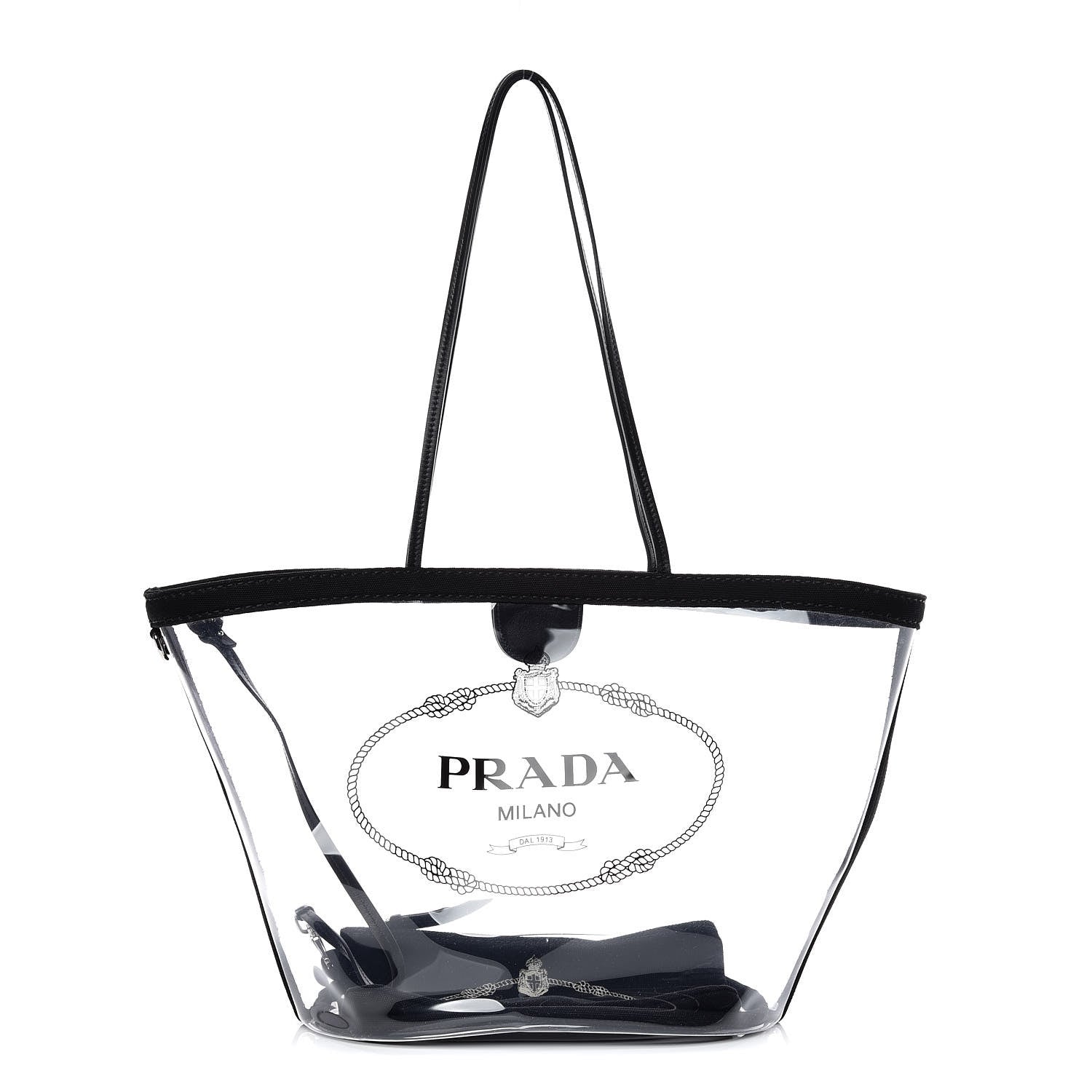 Prada Plexiglass Calfskin Small Shopper Tote Black 3 of 10