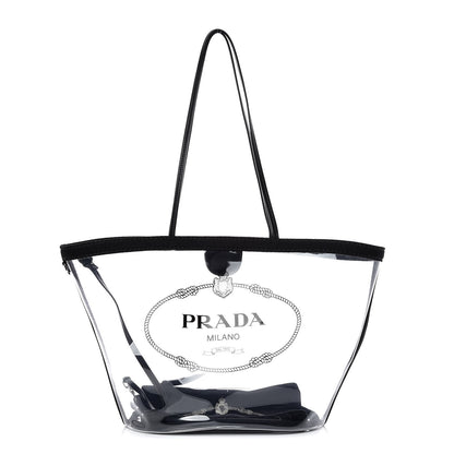 Prada Plexiglass Calfskin Small Shopper Tote Black 3 of 10