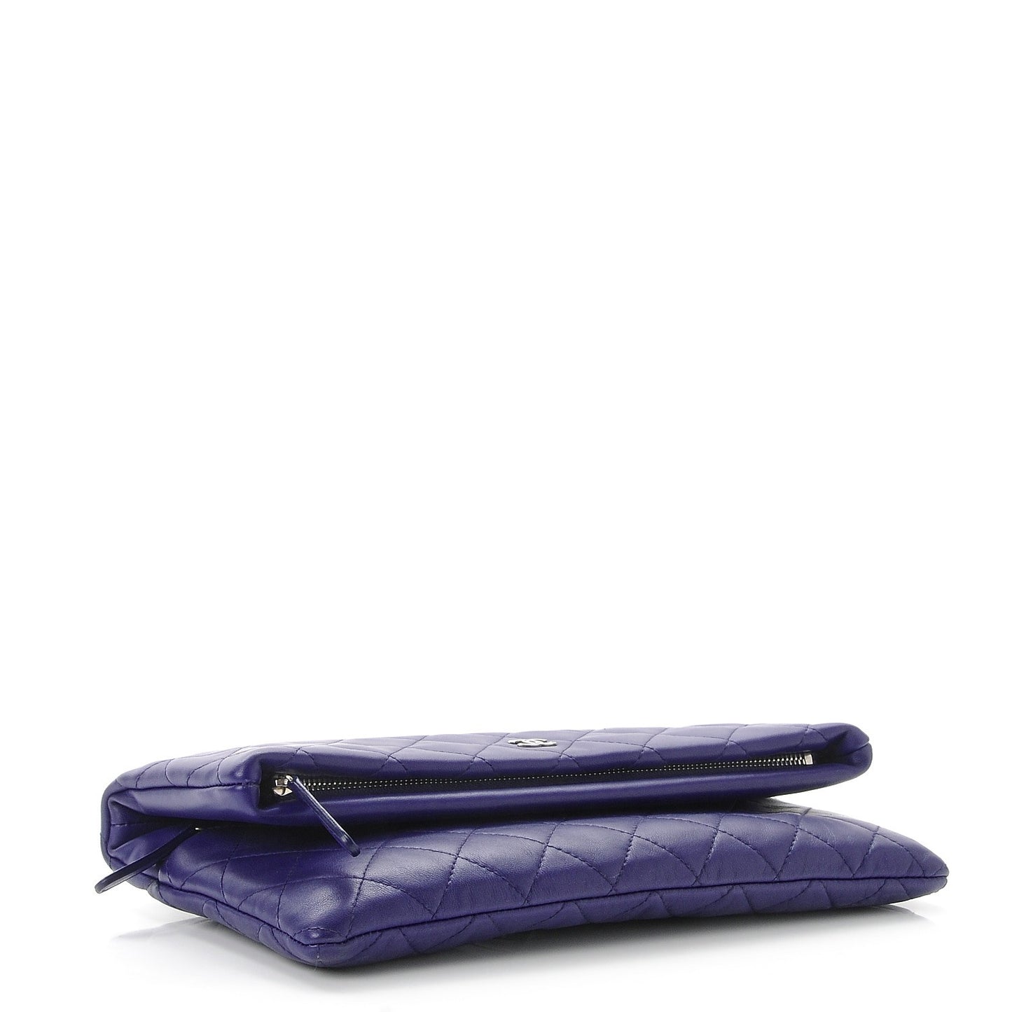 Lambskin Quilted CC Beauty Clutch Blue