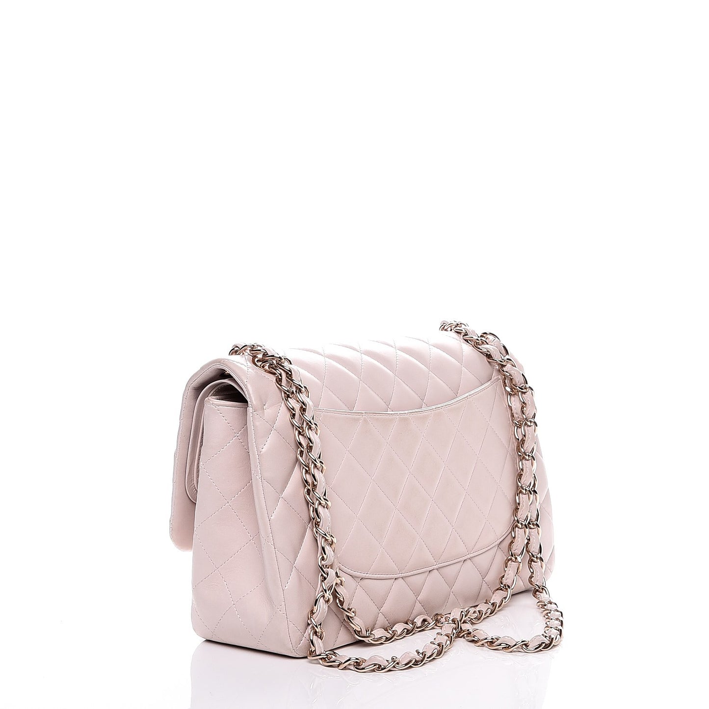 Lambskin Quilted Jumbo Double Flap Light Beige