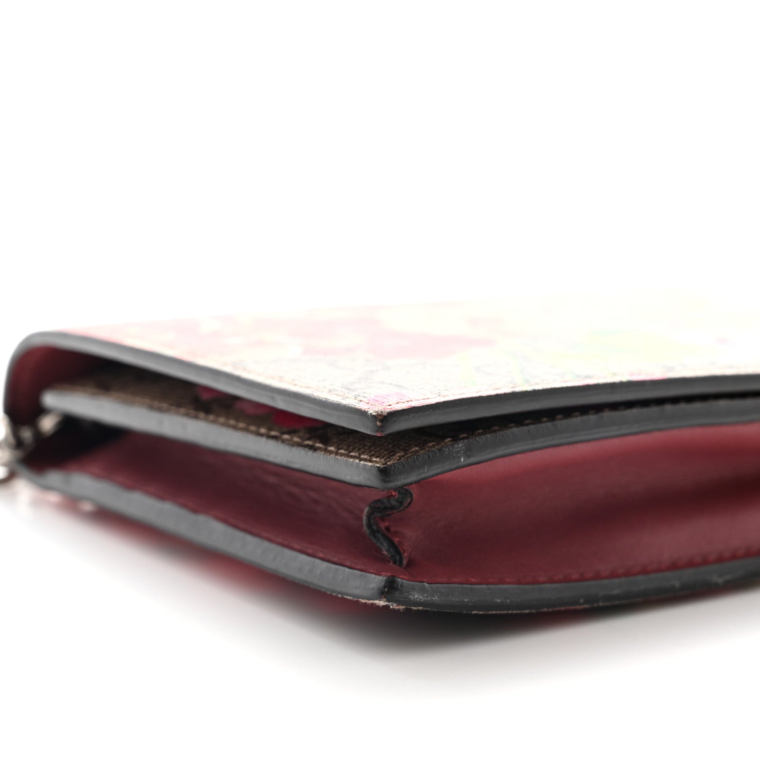 Gucci GG Supreme Monogram Blooms Chain Wallet Beige Multicolor Dry Rose 9 of 12