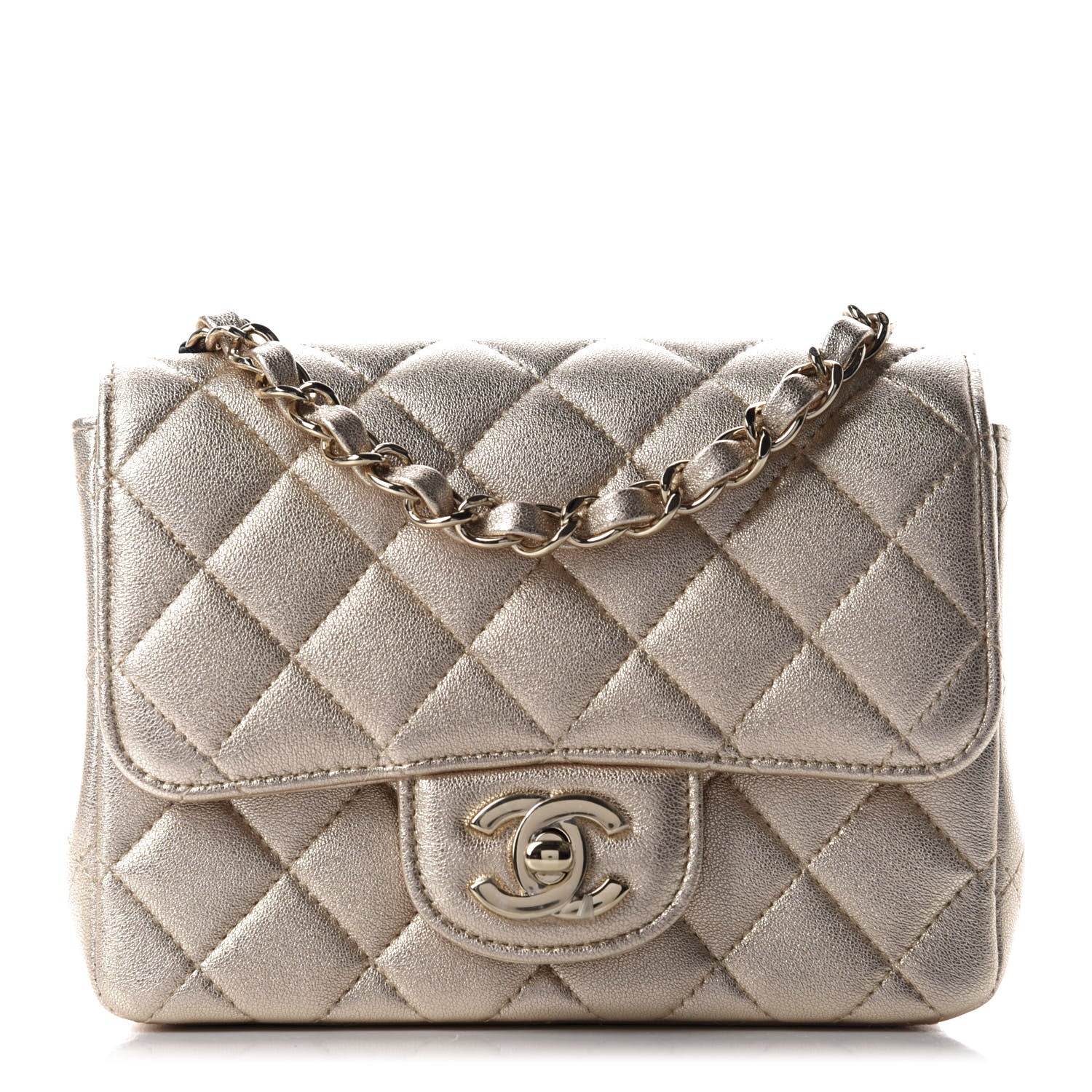 Chanel Metallic Lambskin Quilted Mini Square Flap Gold 1 of 10
