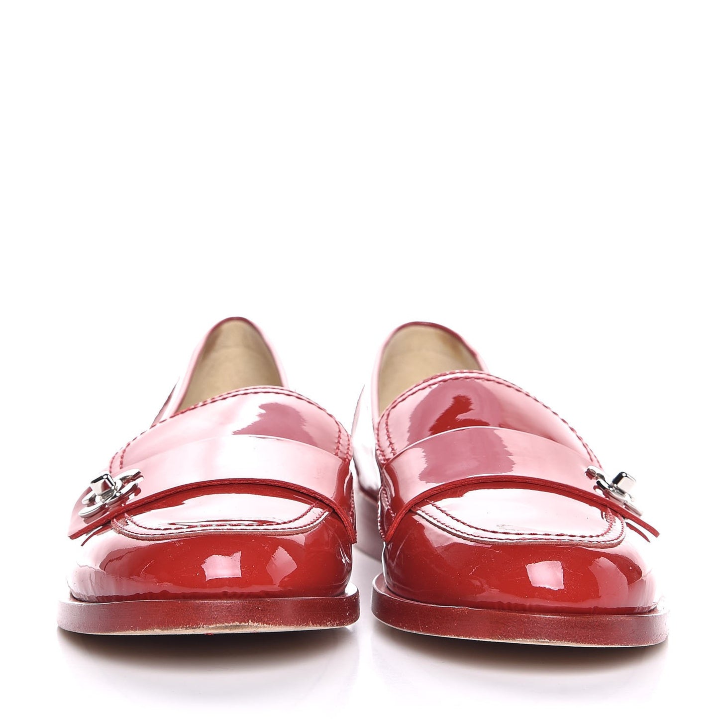 Patent CC Turnlock Mocassin Loafers 36.5 Red