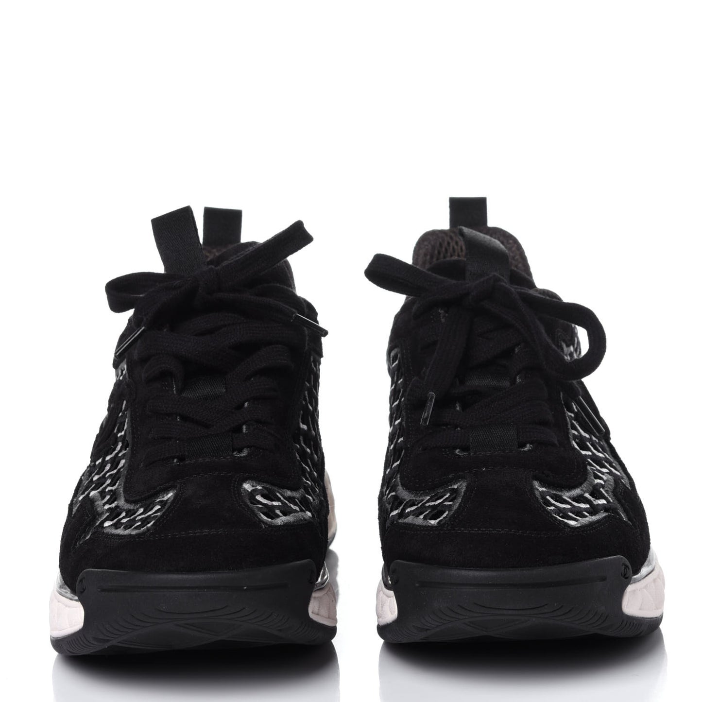 Suede Calfskin Embroidered CC Sneakers 39 Black