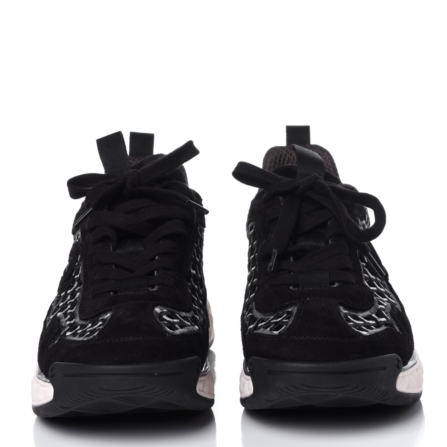 Chanel Suede Calfskin Embroidered CC Sneakers 39 Black 2 of 11