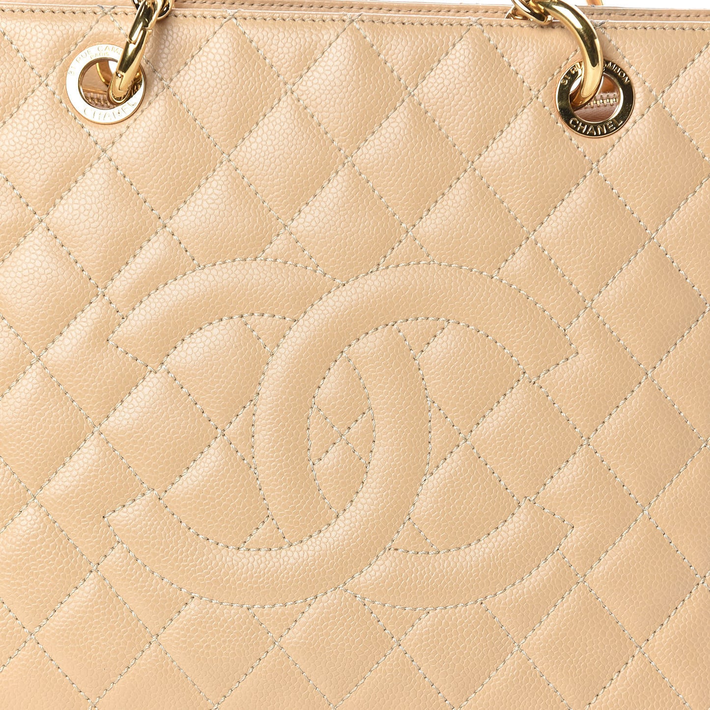 Caviar Quilted Grand Shopping Tote GST Beige Clair
