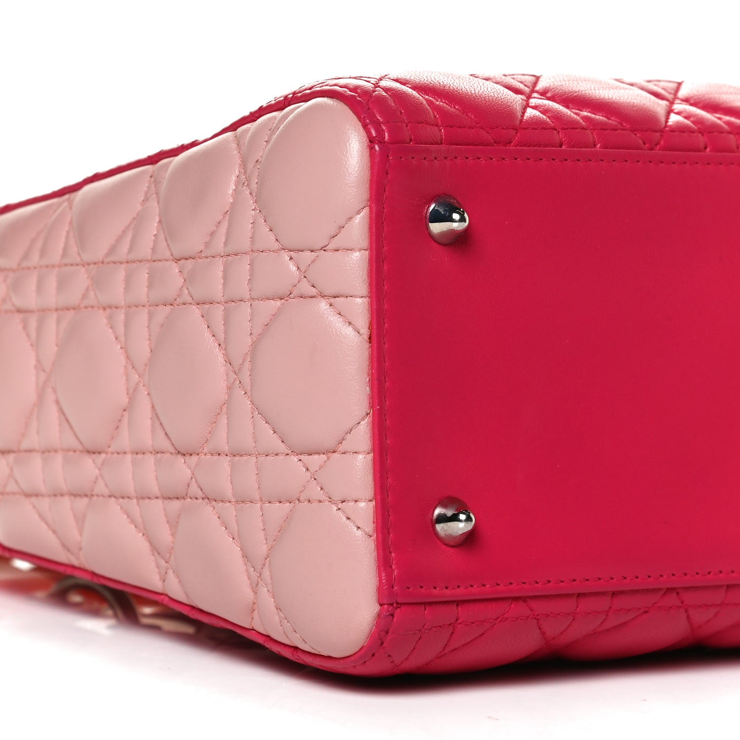 Christian Dior Lambskin Cannage Tri-Color Medium Lady Dior Orange Riviera Fuchsia Cosmopolitan Lipstick Natural 9 of 16