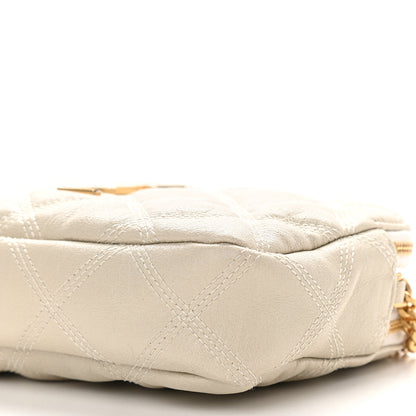 Saint Laurent Grained Lambskin Quilted Mini Becky Double Zip Bag Vintage White 10 of 11