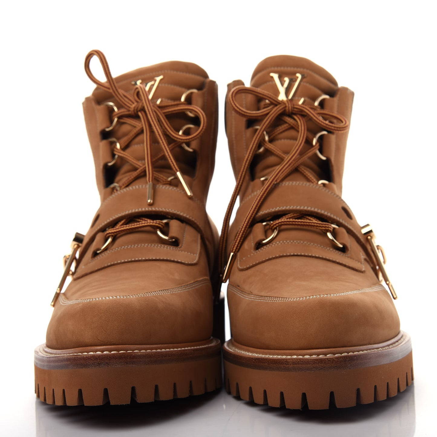 Suede Calfskin Monogram Mens Creeper Ankle Boots 9 Beige