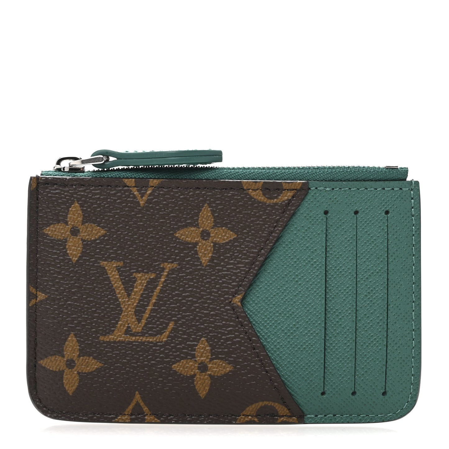 Monogram Zipped Romy Card Holder Borneo Green