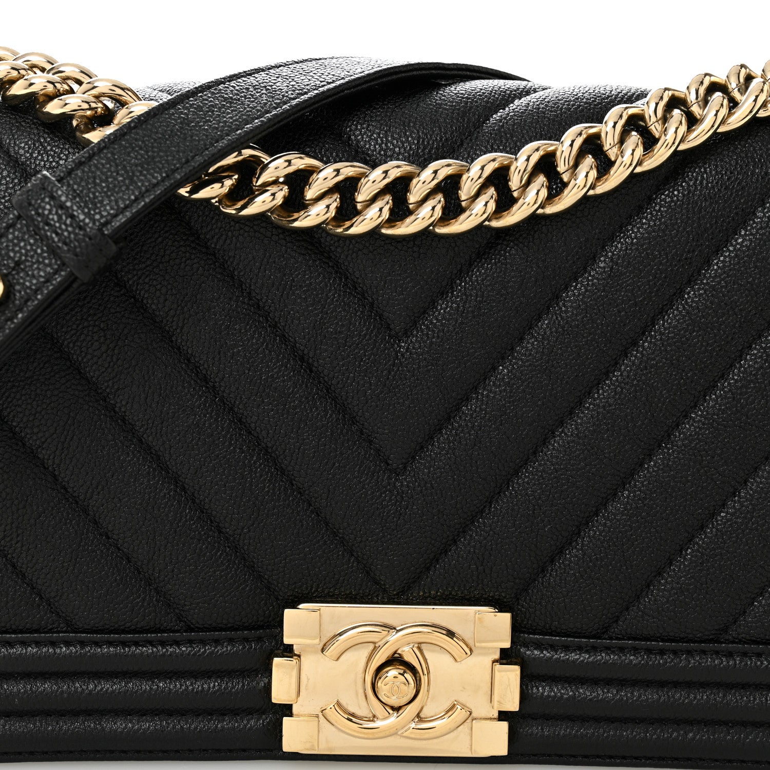 Chanel Caviar Chevron Quilted Medium Boy Flap Black 8 of 11