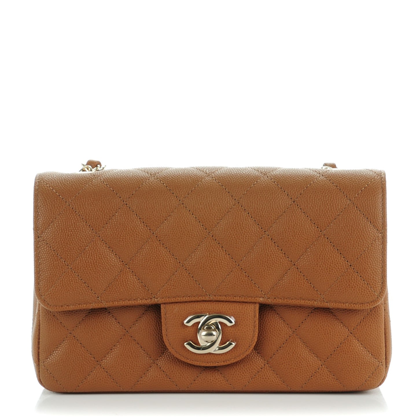 Caviar Quilted Mini Rectangular Flap Brown