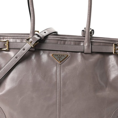 Prada Glossy Calfskin Triangle Large Bonnie Shoulder Bag Peltro 7 of 9
