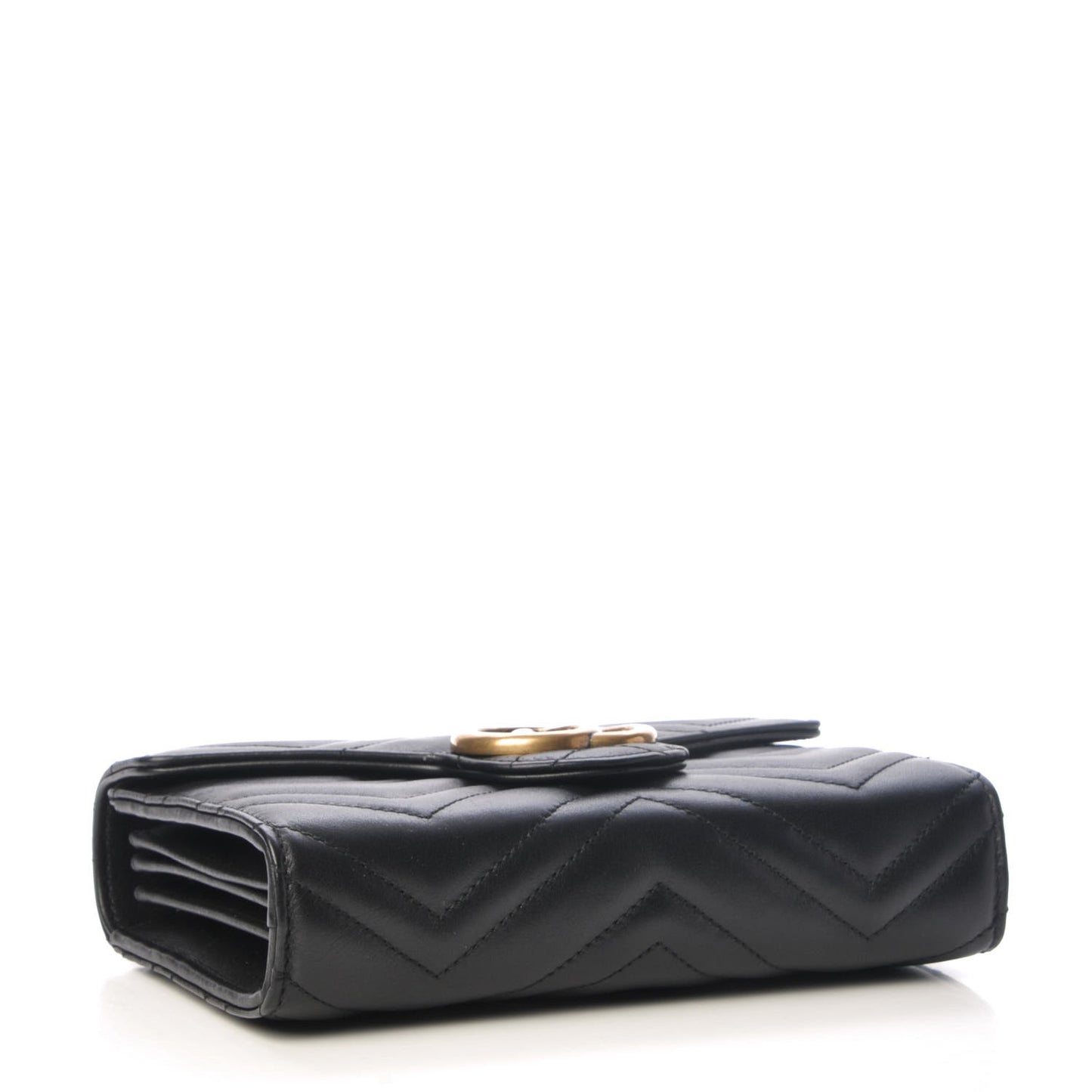 Calfskin Matelasse GG Marmont Chain Wallet Black