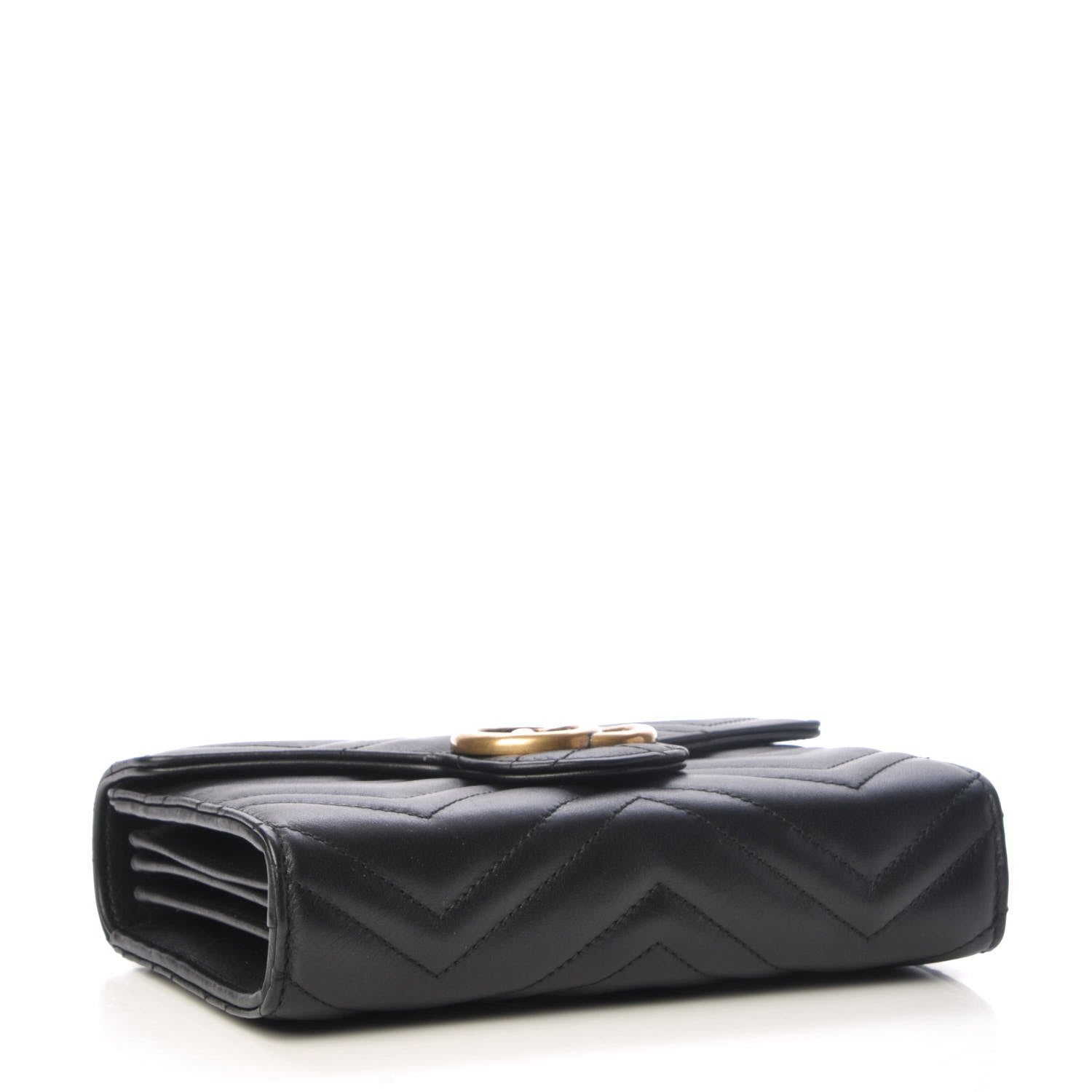 Gucci Calfskin Matelasse GG Marmont Chain Wallet Black 4 of 8