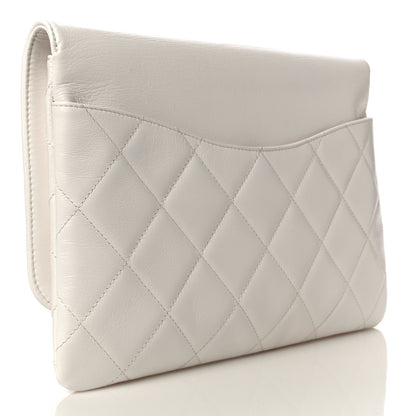 Chanel Goatskin Quilted Timeless CC Clutch White 3 of 17