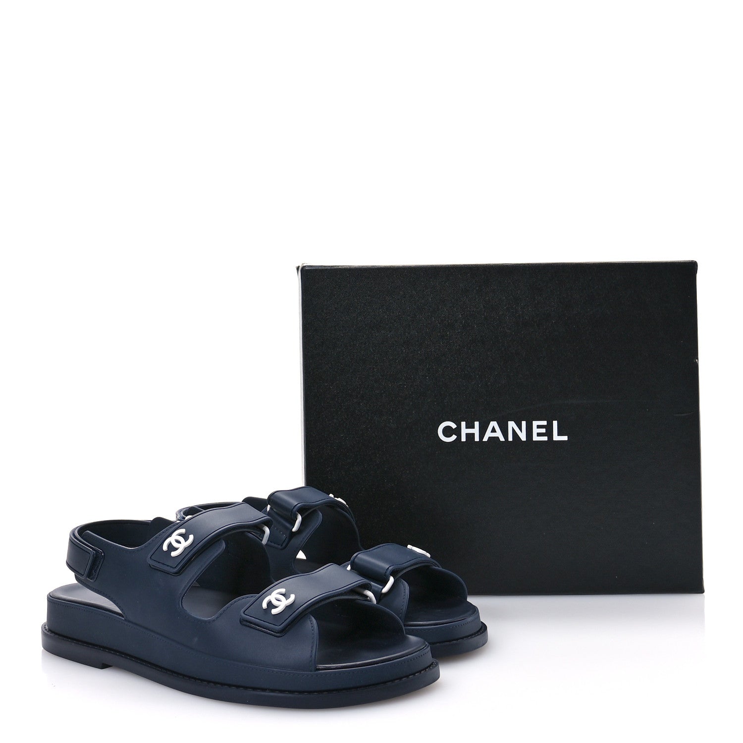 Chanel Rubber CC Dad Sandals 40 Navy 9 of 9
