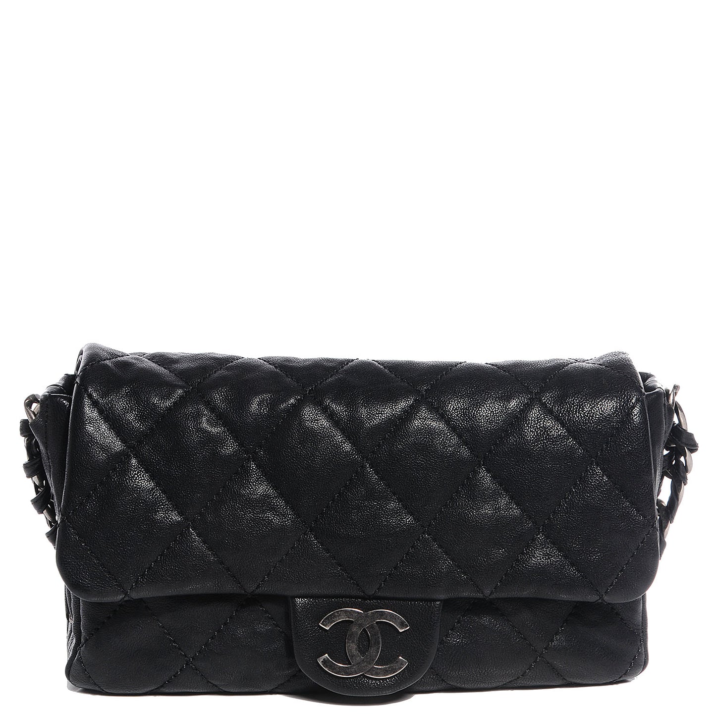 Calfskin Modern Chain Flap Black