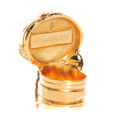 Saint Laurent Glass Cabochon Arty Ovale Ring 6 Gold Blue 3 of 5
