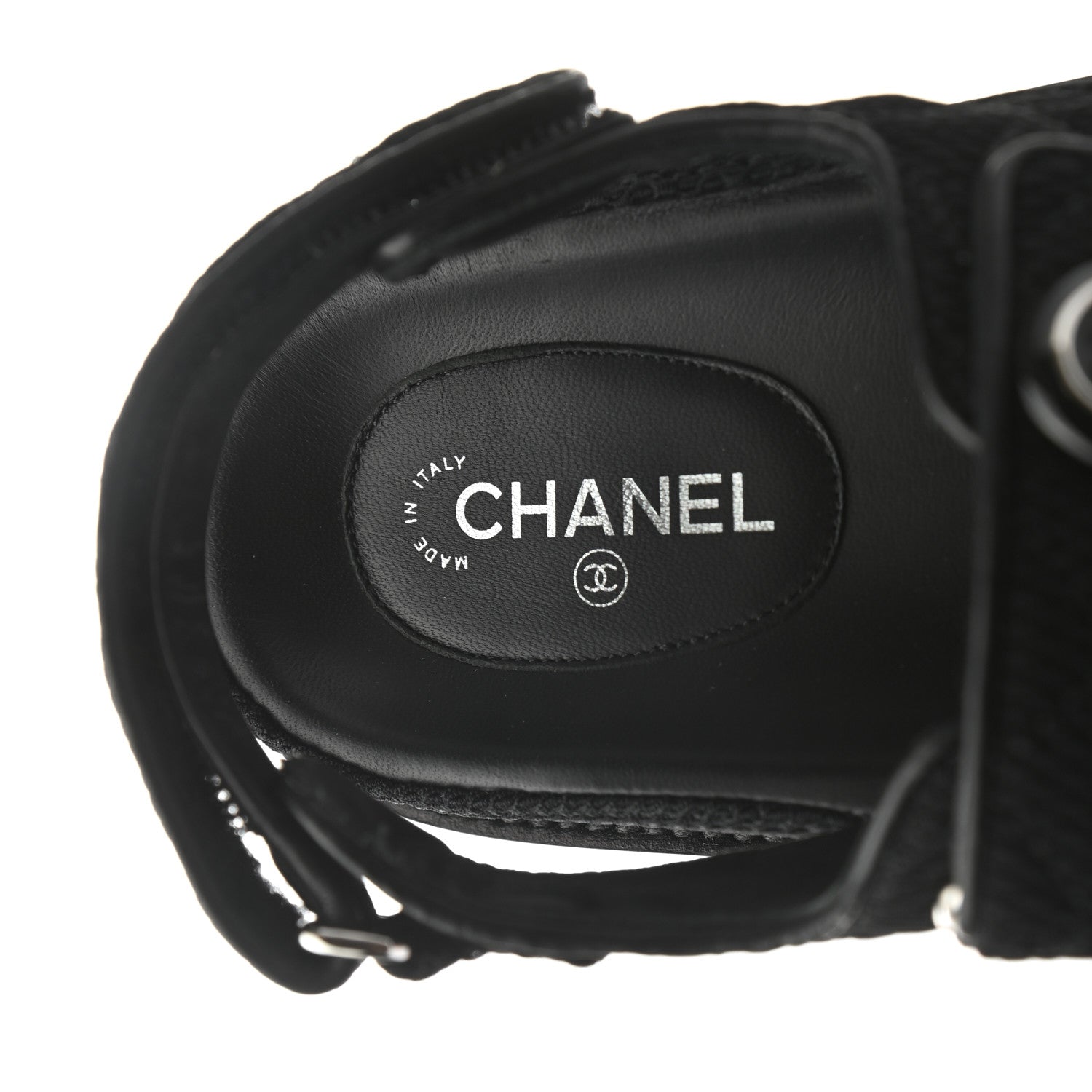 Chanel Fabric Velcro Dad Sandals 39.5 Black 7 of 9