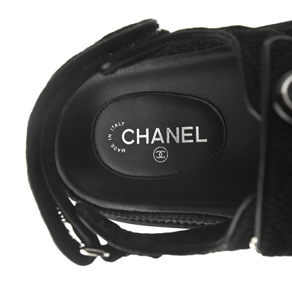 Chanel Fabric Velcro Dad Sandals 39.5 Black 7 of 9