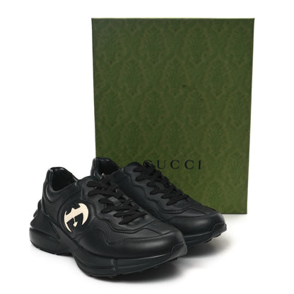 Gucci Dali Soft Calfskin Cut Out Interlocking G Womens Rhyton Sneakers 8.5 Black Ivoire 9 of 9