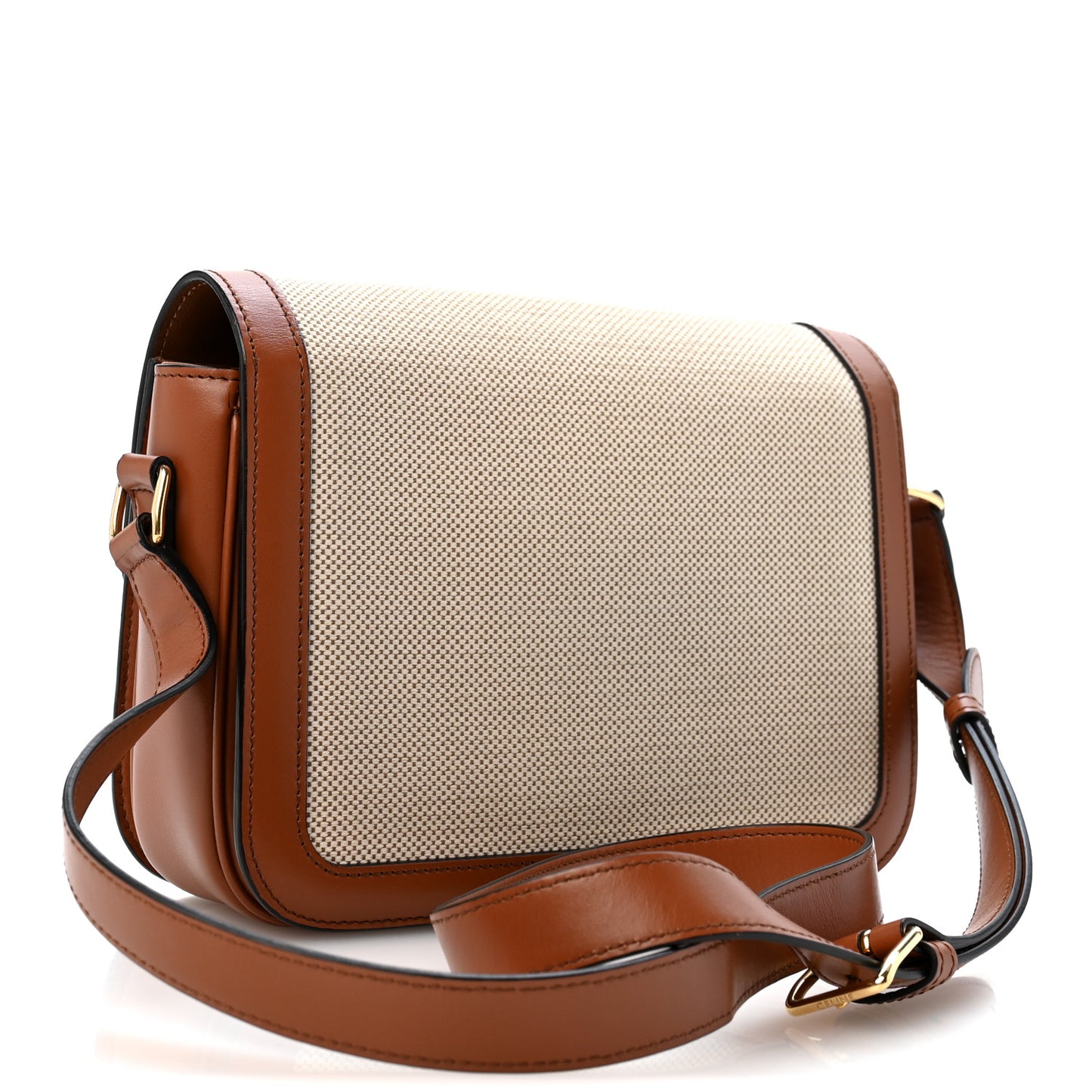 Textile Natural Calfskin Medium Triomphe Bag White Tan