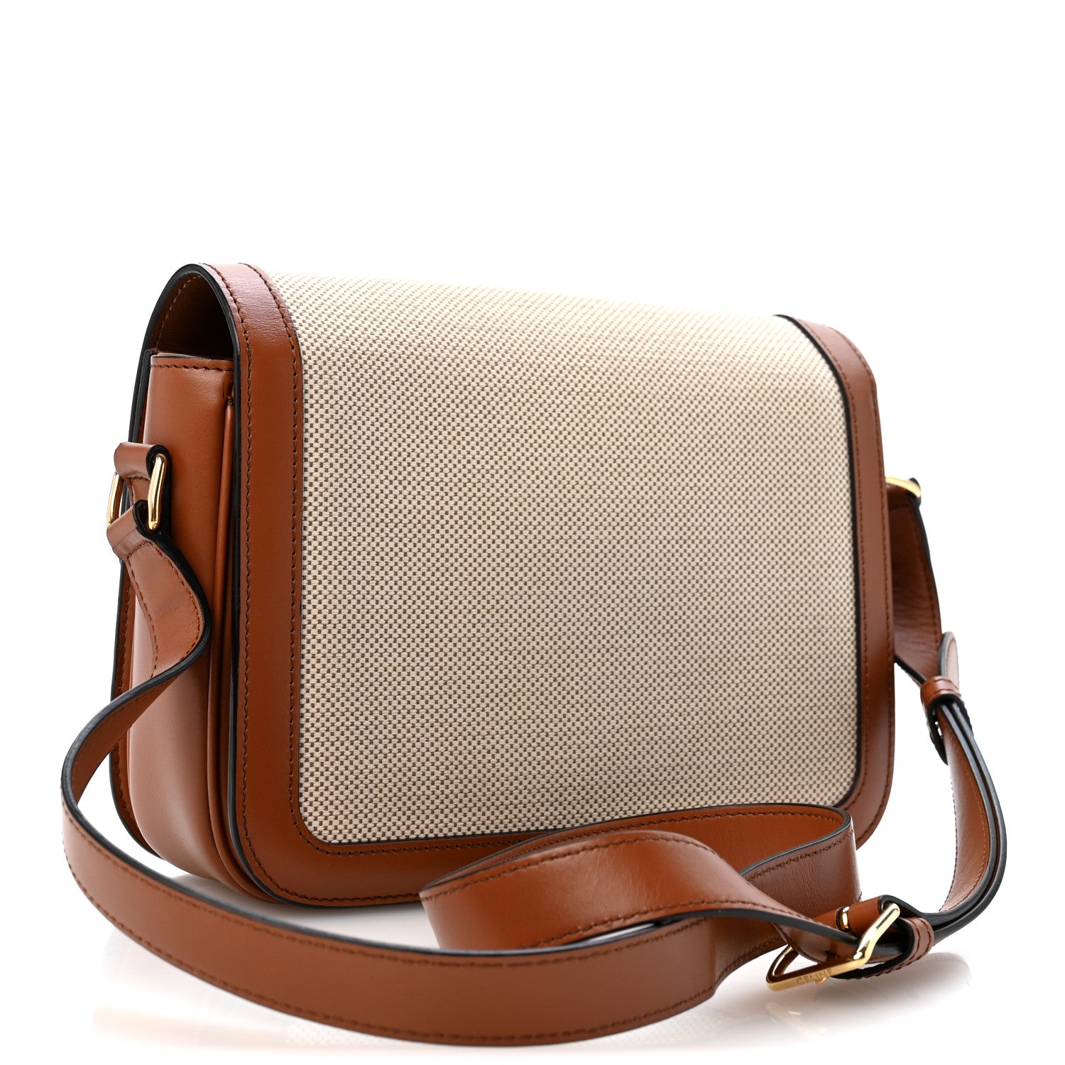 Celine Textile Natural Calfskin Medium Triomphe Bag White Tan 3 of 14