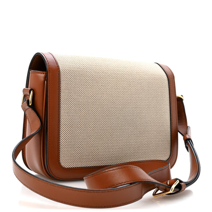 Celine Textile Natural Calfskin Medium Triomphe Bag White Tan 3 of 14