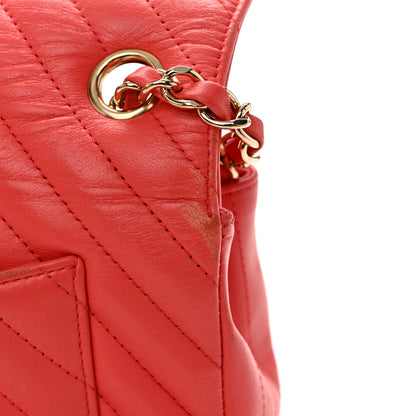 Chanel Lambskin Chevron Quilted Mini Rectangular Flap Coral 11 of 12