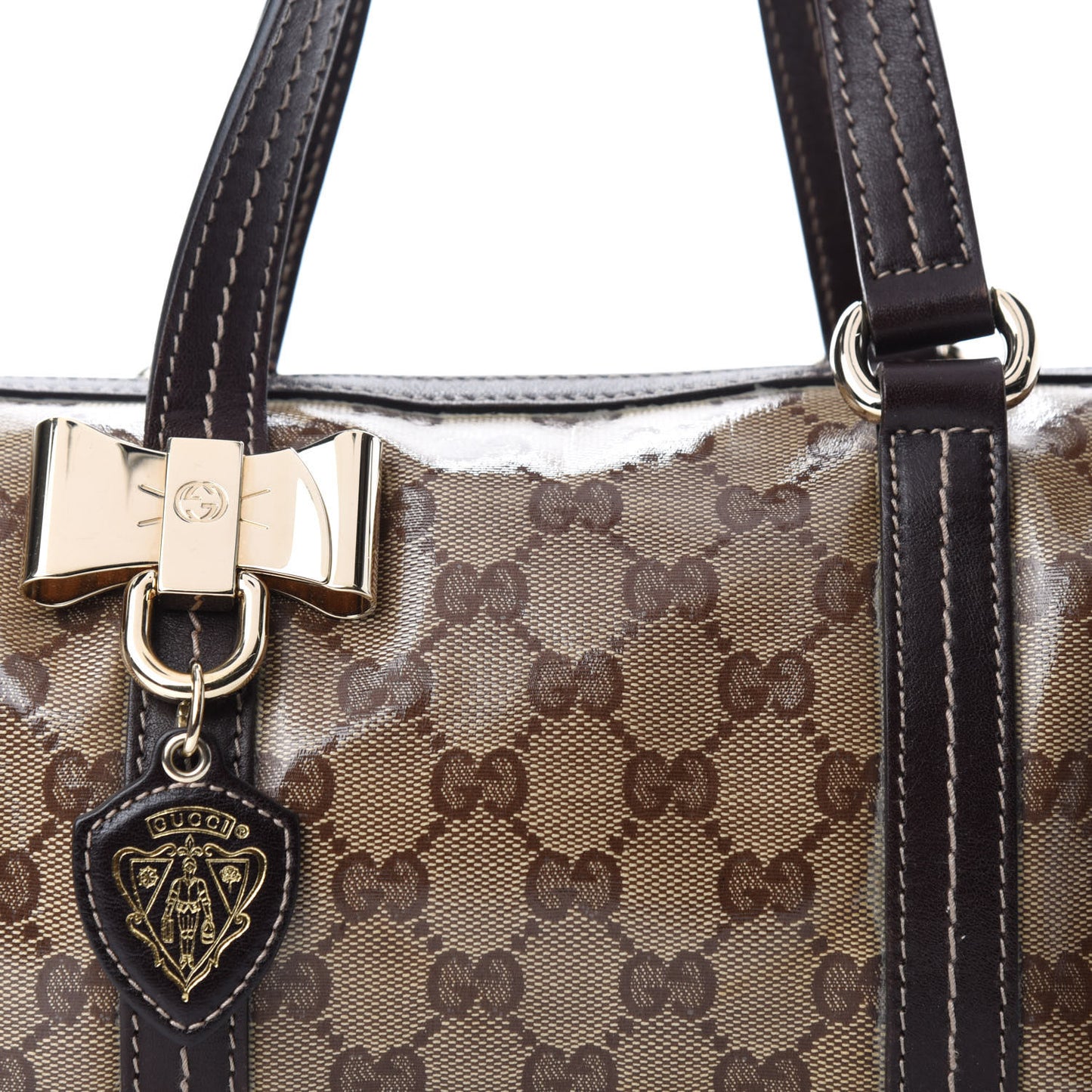 Crystal Monogram Duchessa Small Boston Bag Brown